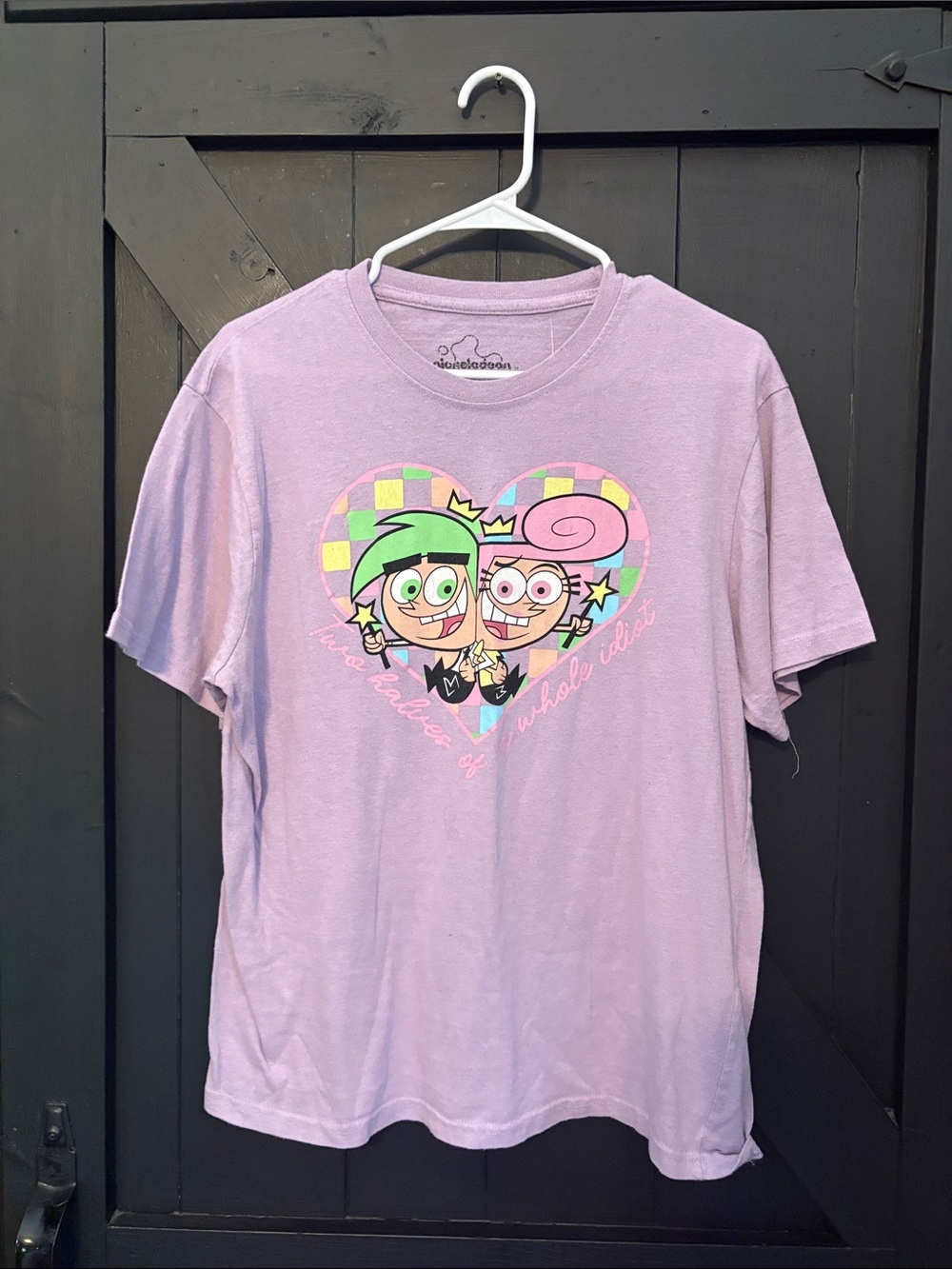 Nickelodeon Lavender Fairly OddParents Heart Tee with Neon Accents
